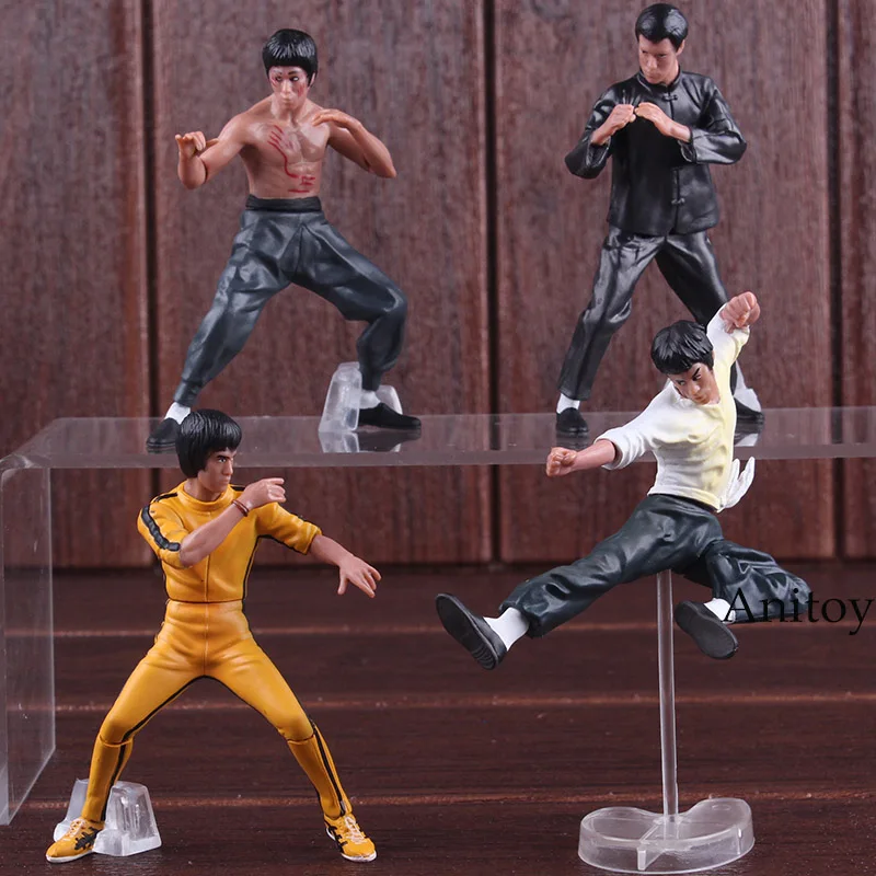 Free Shipping Cool Bruce Lee Kung Fu PVC Action Figures Collection Toys 4pcs/set New in Box OTFG070
