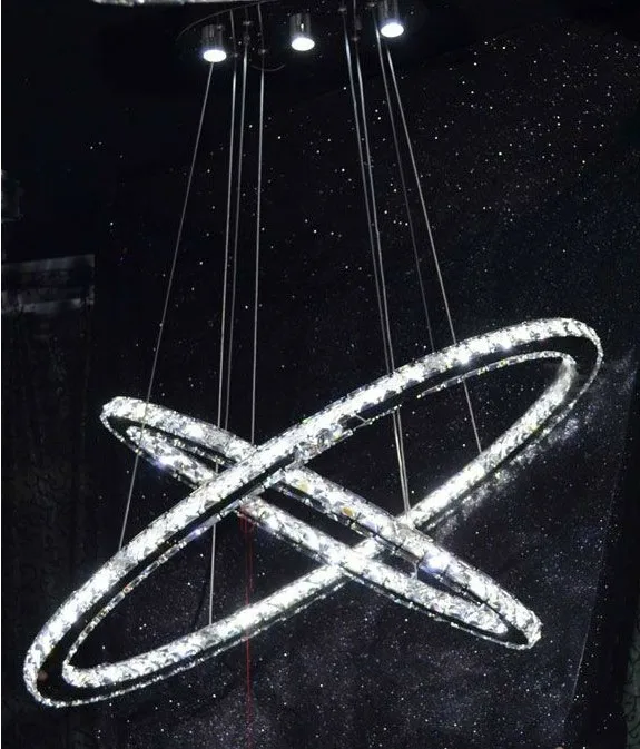 modern new style oval shape crystal chandelier led pendant lamp
