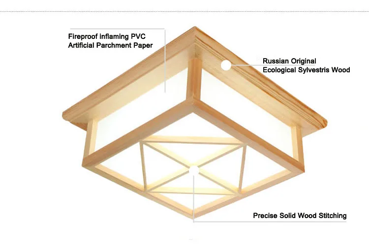 Современный квадратный поверхностного монтажа древесины дуба ПВХ lamparas де techo дома светодио дный деревянный светодиодный потолочный