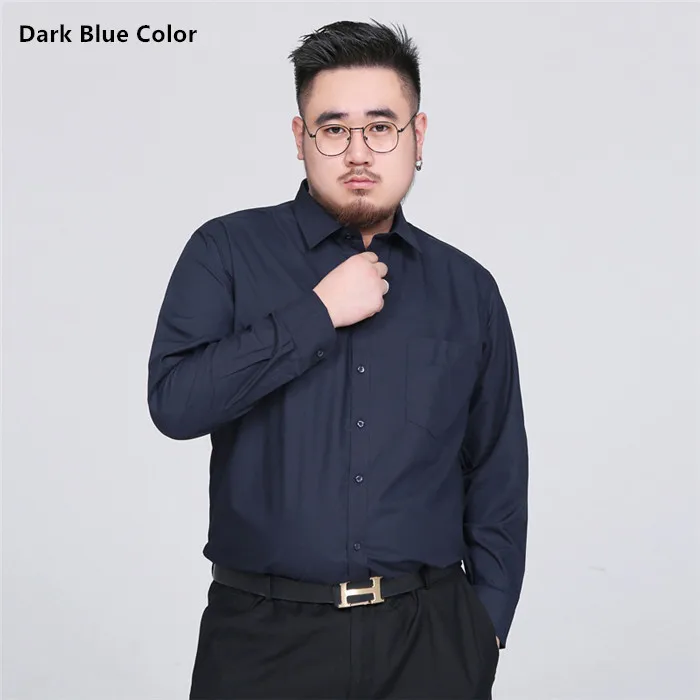 Высокое качество рубашки для мужчин Camisas Белый Черный Мужская s рубашка с длинным рукавом формальный офис бизнес размера плюс 5XL 6XL 7XL 8XL блузка - Цвет: Dark Blue