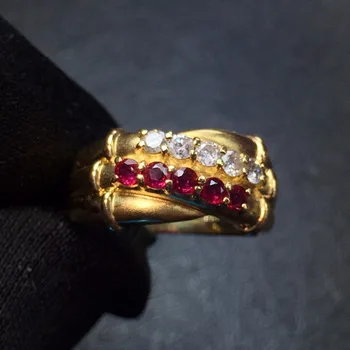 

Fine Jewelry 18K Rose Gold Real Natural 0.35ct Pigeon Blood Red Ruby Diamond Wedding Engagement Female Rings for Women Fine Ring