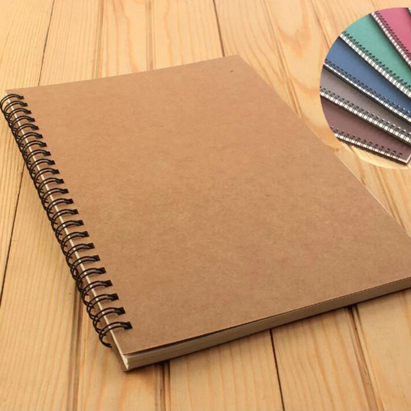 Retro Kraft Paper Coil Notebook Creative Diary Simple Workbook B5