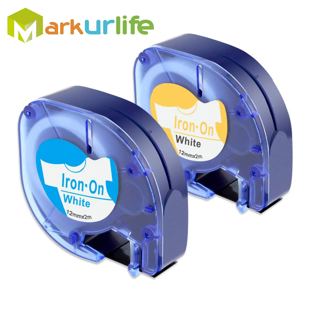 

Compatible for Dymo LetraTag Fabric Iron on Label Tape Work with Dymo LetraTag LT-100H LT-100T Label Maker 12mm x 2m, 2-Pack