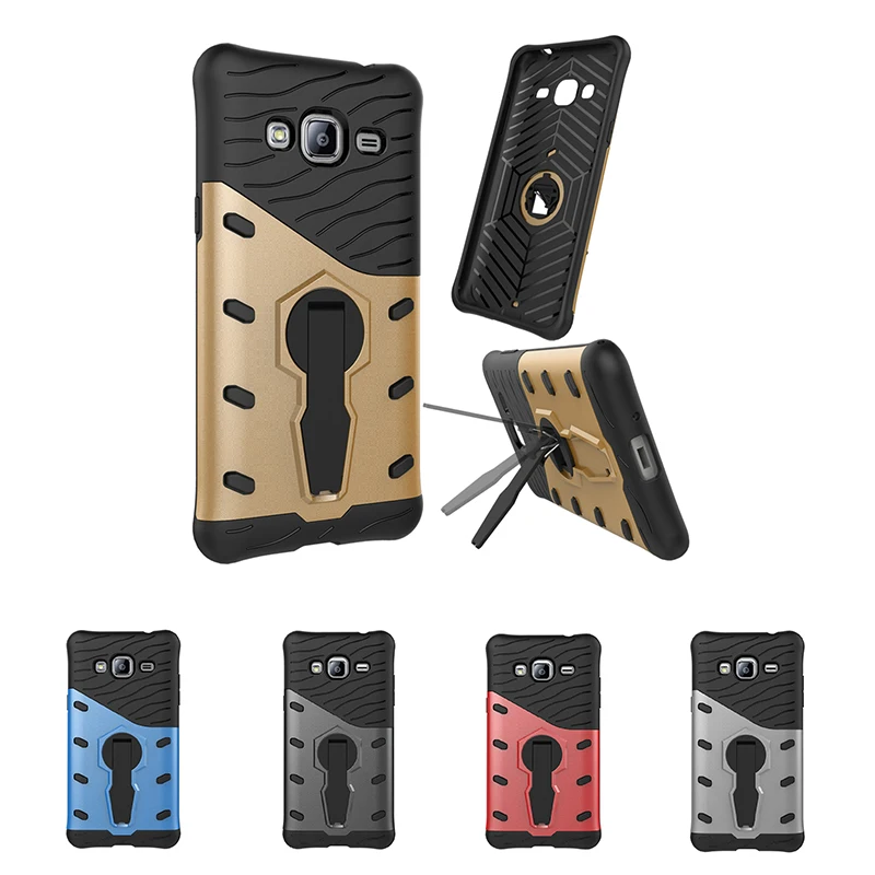 

Luxury 360 Anti-konck with stand Armor Case For Samsung Galaxy J3 Phone Case For Samsung J3 2016 J320 coque Back Cover