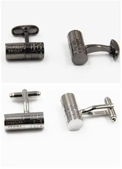 

5pairs/lot Creative Date Calendar Cufflinks Cylinder Rotatable Calendar Cuff Links Gunblack/Silver Plating Men's Jewelry