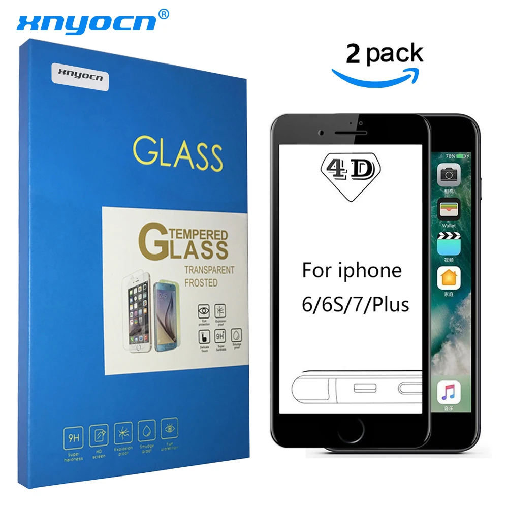 

Xnyocn 4D Full Cover Tempered Glass For iPhone 7 &7 Plus 3D Curved Edge Screen Protector Film For iPhone 6 6S Plus