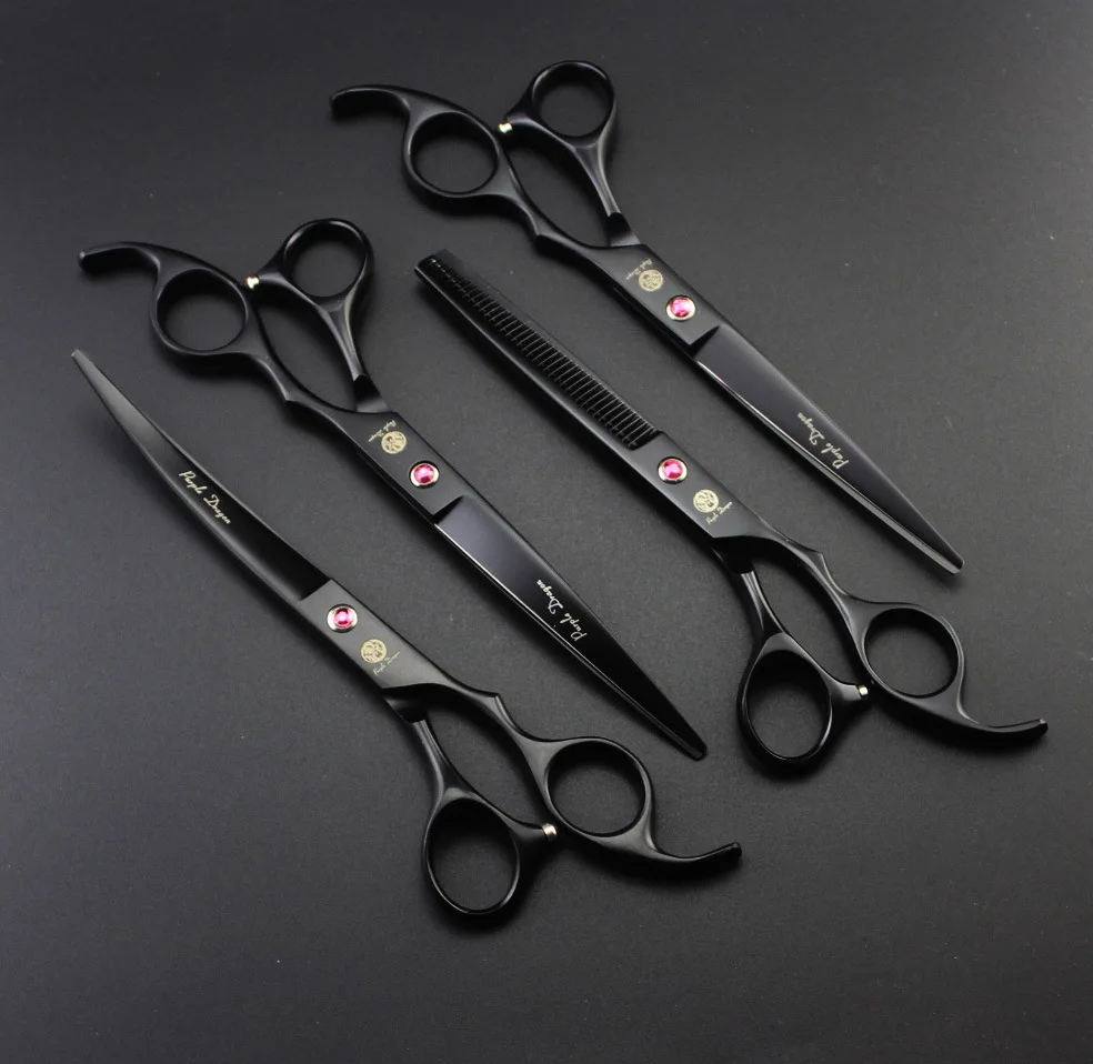 

Purple Dragon Professional Pet Grooming Scissors Set 7 in Straight Thinning 4pcs