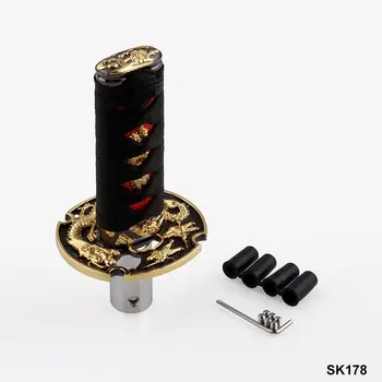 

Stytlish 15CM Silver Gold Short Japanese Katana Gear Shift Knob Car Refitting Samurai Sword Car Accessories Universal For BMW