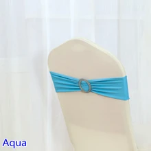 Aqua Цвет спандекс стулья створки с блестящей круглый пряжки для стульев группа лайкра пояс-кушак галстук-бабочка Свадебные украшения