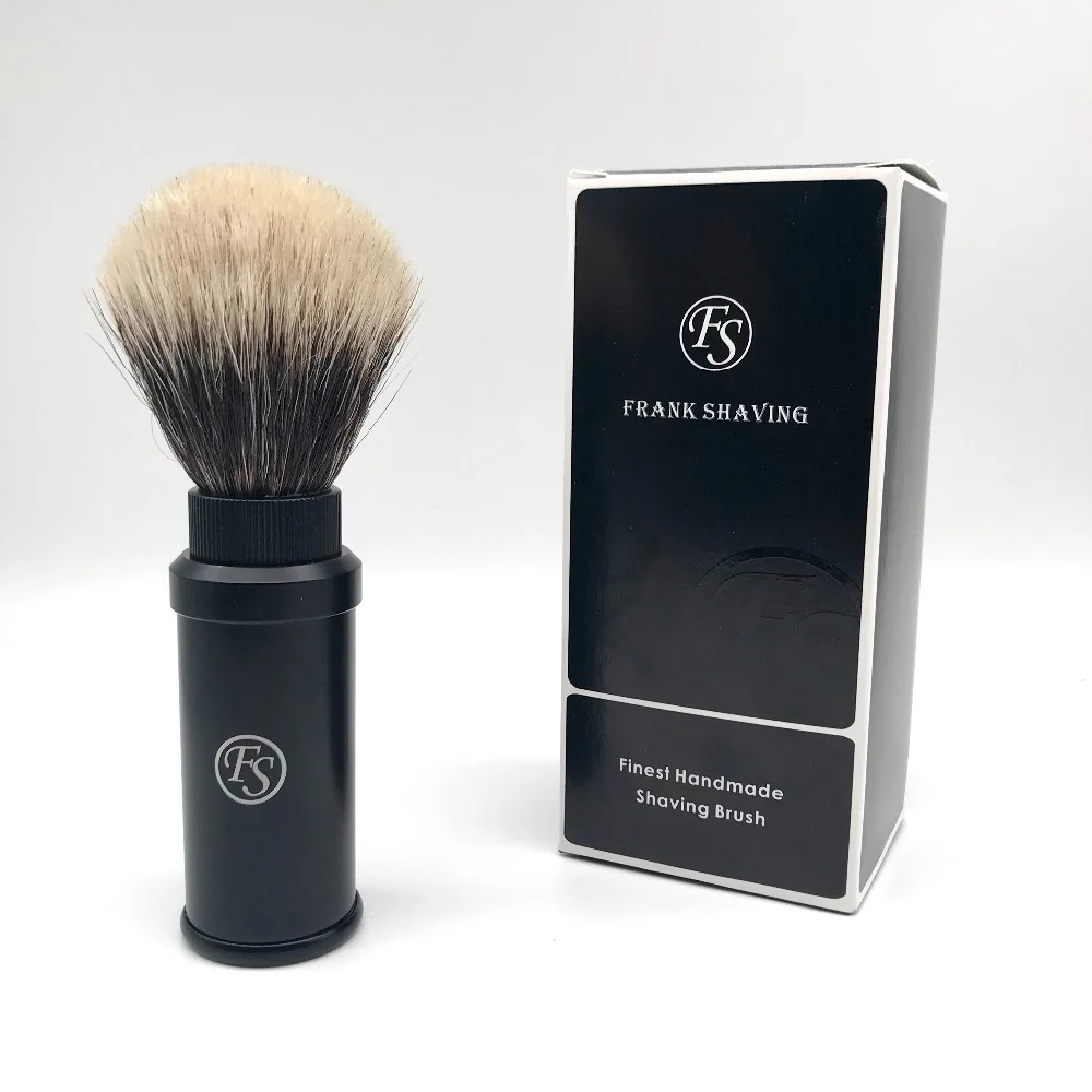 

11.11 "FS"-21mm Black Aluminum Travel Shaving Brush, Finest Badger hair with black handle FREE SHIPPING