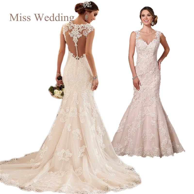 Vintage Inspired Lace Sheath Customized Wedding Dress Luxury Lace