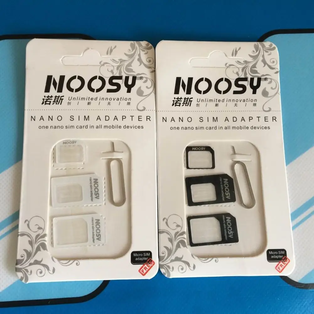 DHL 1000 компл./лот NOOSY Nano sim-карта адаптер с извлекающим pin для iPhone 5 4 в 1 от Nano до Micro Mini SIM Розничная коробка