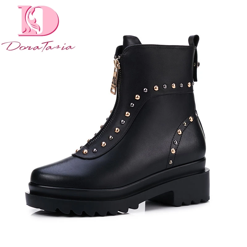 DoraTasia 2019 Brand design natural cow genuine leather best quality martin boots woman fashion rivets women shoes ankle boots DoraTasia 2019 Brand design natural cow genuine leather best quality martin boots woman fashion rivets women shoes ankle boots
