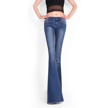 Новые модные длинные джинсы брюки для женщин расклешенные брюки размера плюс 24-31 размер джинсовые летние белые и черные джинсы