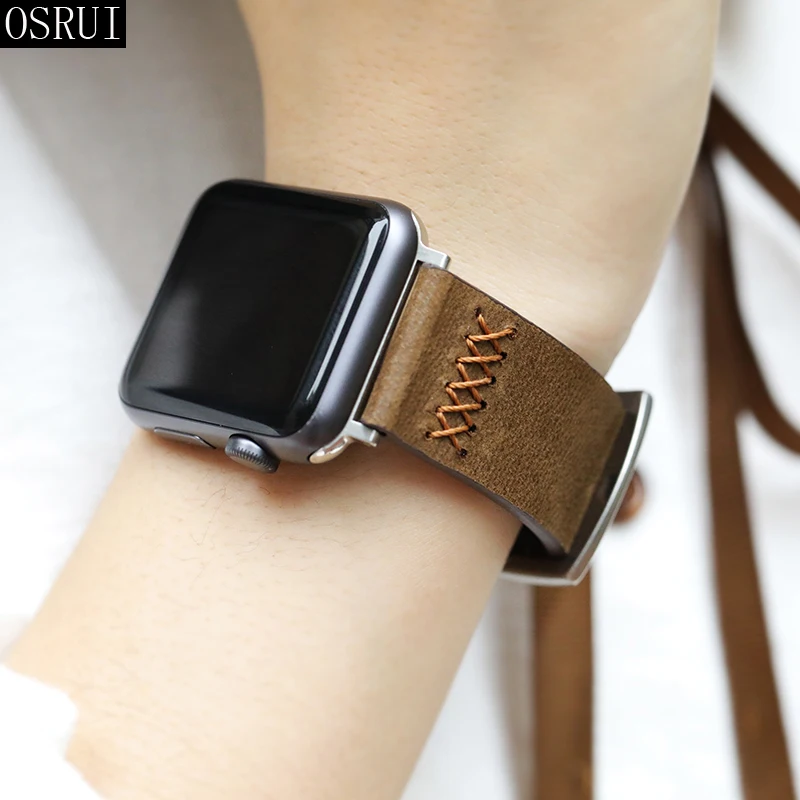 Кожаный ремешок для Apple watch band 42 мм 38 мм correa iwatch 44 мм 40 мм серия 4 3 2 Автомобильная линия для Apple watch аксессуары