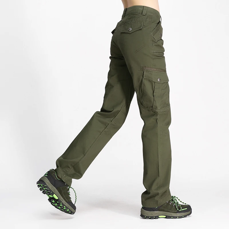 Свободные армейские женские длинные брюки, прямые, стильные, с карманами, на металлической молнии, с вышивкой, Хлопковые женские повседневные брюки GK76053