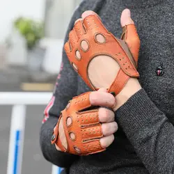 Новые осенние и зимние перчатки мужские полупальцевые перчатки кожаные ретро-перчатка мужские Харли кожаные перчатки для езды на