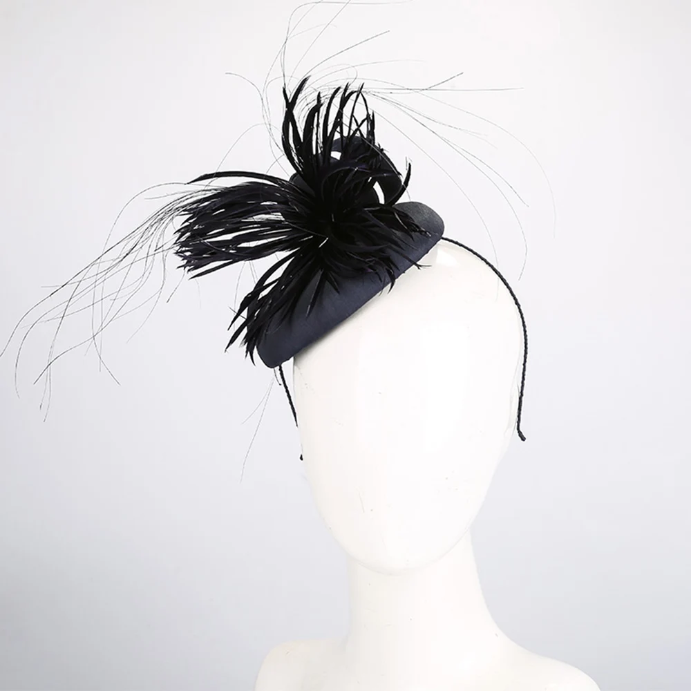 

Womens Fedora Hats Royal Navy Blue Ladies Hat For Weddings Pillbox Fascinator Linen Vintage Cocktail Tea Party Derby Church Hats
