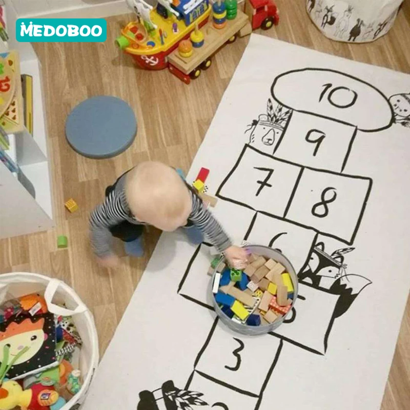 

Medoboo Baby Play Games Mat Pad Infant Baby Crawling Rugs Floor Carpet Printed Track Road Digital Kids Round Crawling Carpet 25