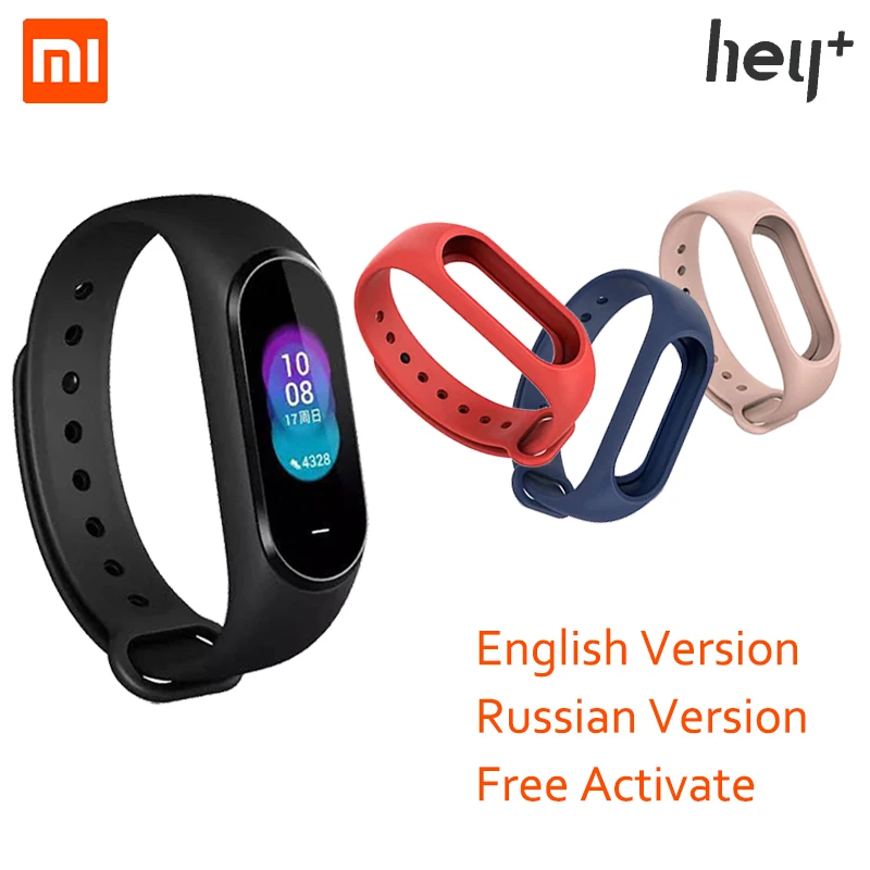 Английская версия Xiaomi Hey Plus Smartband 0,95 дюймов AMOLED цветной экран встроенный многофункциональный NFC монитор сердечного ритма умные часы