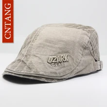 CNTANG летние мужские Ретро береты с буквенным принтом Повседневная плоская шляпа х/б козырек кепки для мужчин Модные Винтажные плоский берет регулируемый