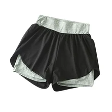 Анти-экспозиция, поддельные, 2 шт, шорты для женщин, быстросохнущие, эластичные, высокая талия, шорты, повседневные, для фитнеса, женские, летние, короткие штаны