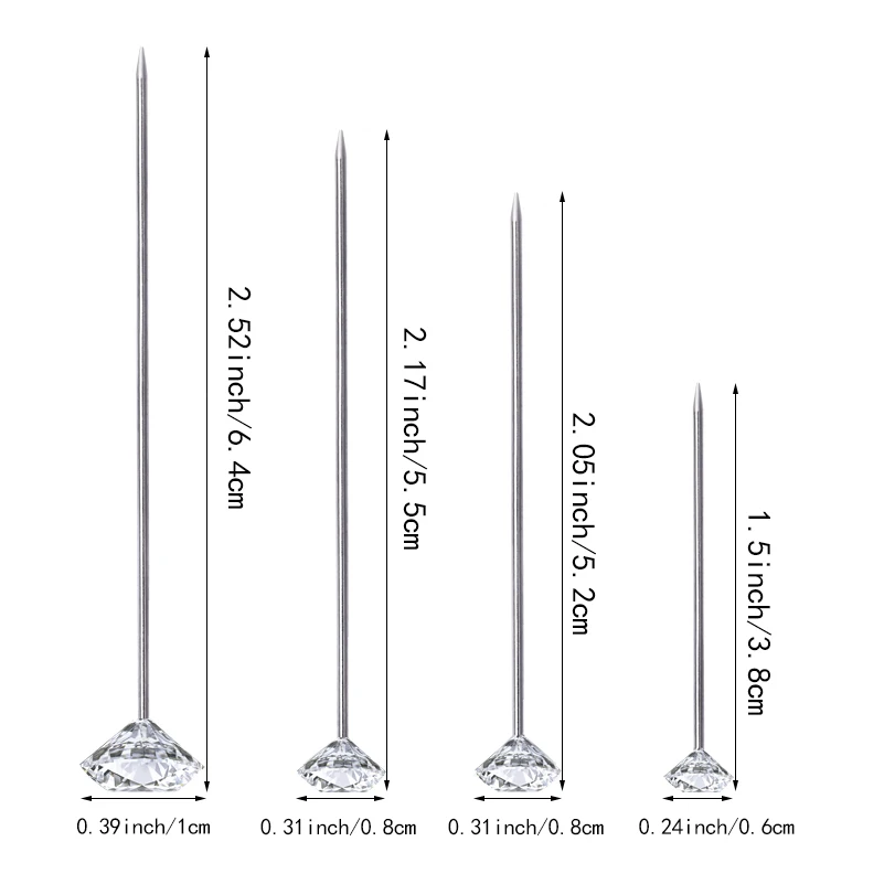 LMDZ 4 размера 100/150 шт блестящие Алмазные шпильки с кристаллами, свадебные корсаж-бутоньерка, цветочный букет, булавки в пластиковой коробке