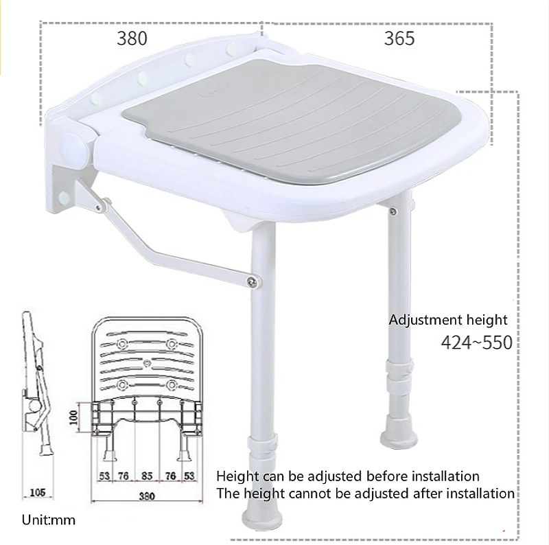 Ванная комната складной стул проста и безопасна для пожилых людей, стул для купания коридор складной стул, крепящийся к стене многофункциональная беременная женщина стул для душа - Цвет: C2