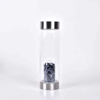 

Drop shipping Snowflake Obsidian Healing Crystal Water Bottle Gemstone