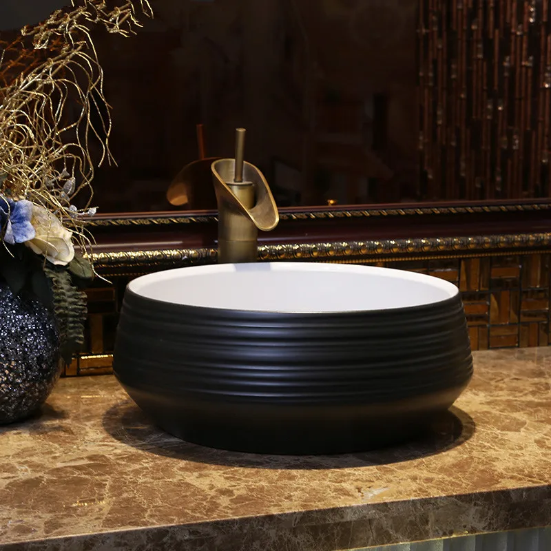 Europe Style Handmade Countertop Ceramic wash basin Bathroom Basin Bathroom Sink porcelain bath