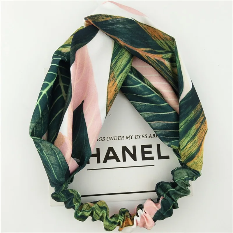 

Summer Bohemian Style Hairbands Print Headband For Women Retro Elastic Cross Knot Turban Bandage Bandanas Women Hair Accessories