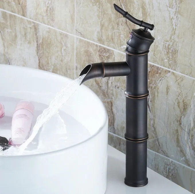 

Luxury Oil Rubbed Bronze Single Handle Bamboo Style Bathroom Vessel Sink Basin Faucet Mixer Taps anf165