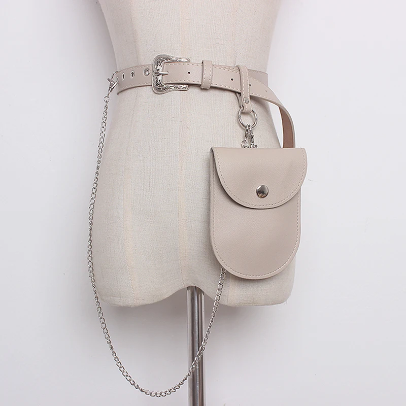 TWOTWINSTYLE из искусственной кожи ремень с сумкой Съемный цепи лоскутное Пояса с высокой талией Женская Летняя мода Harajuku широкие пояса