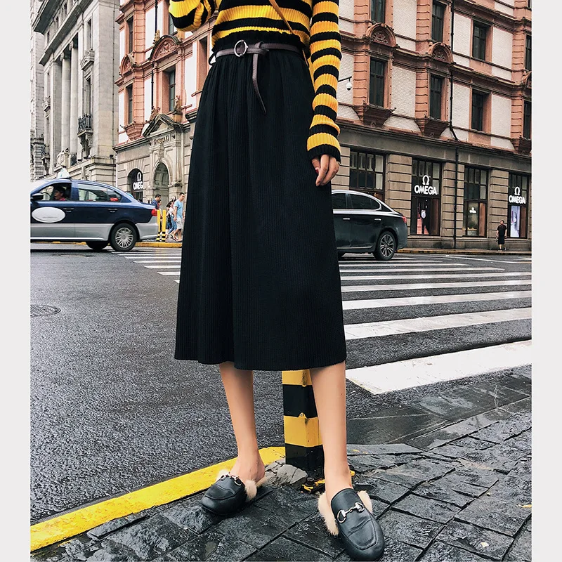 

Skirt for Women High Waist Ladies Skirts with Sashes One Size Black Brown 2019 Spring New Arrival Drop ship