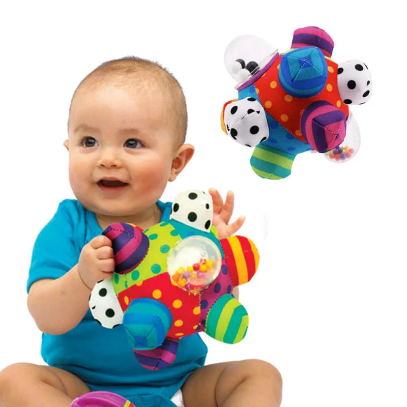 Developmental Bumpy Ball Plush Soft Cloth Hand Rattles Bell Training