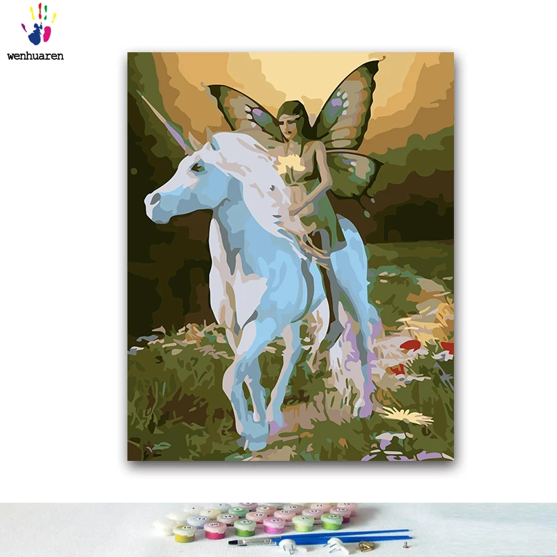 

DIY Coloring paint by numbers Girl with butterfly wings in the forest paintings by numbers with kits 40x50 framed