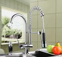 Новые Роскошные латунь кухонный кран на одно отверстие водопроводной воды кухня swivelpull вниз кран Torneira Cozinha Chrome