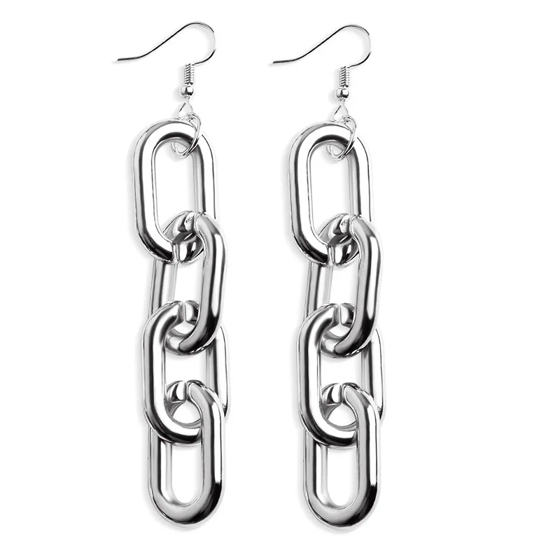

4 Hoops Thick Metallic Chain Punk Golden Silver Dangle Earrings Drop Earrings for Women