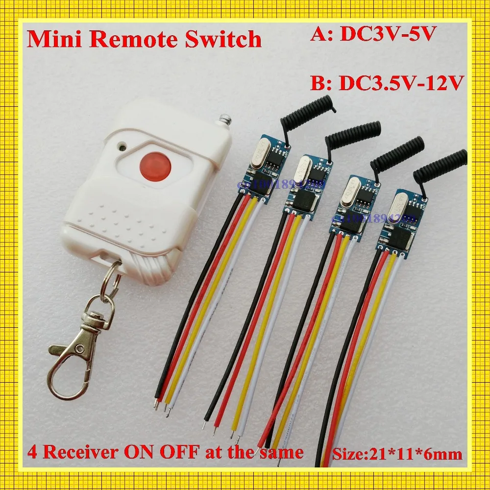 

DC3.6V 3.7V 4.5V 5V 6V 7.4V 9V 12V RF RC Remote Controller Wireless Receiver RX Transmitter TX Light LED Lamp Power Remote ONOFF