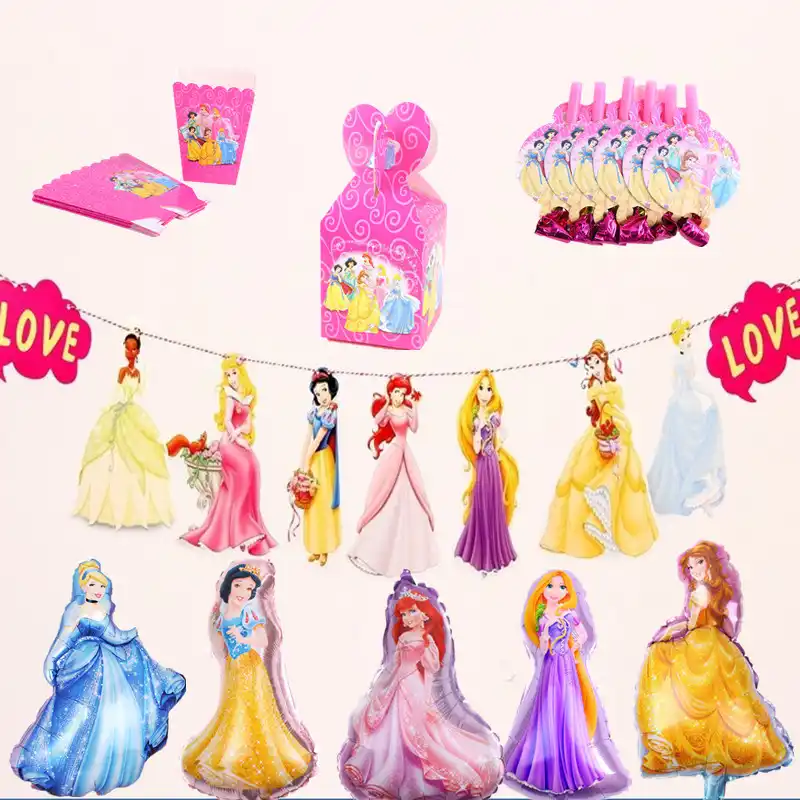 1 Set Lovely Princess Cartoon Flag Pennant Banner Birthday