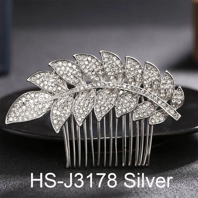HS-J3178 Silver Miallo, различные стили, свадебные расчески для волос, аксессуары для волос, австрийские кристаллы, украшение для головы, женские заколки для волос - Окраска металла: HS-J3178 Silver