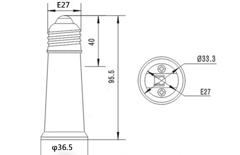 5 шт./партия) расширение 95 мм E27 к E27 светодиодный светильник лампа база болт крепления гнездо адаптер конвертер