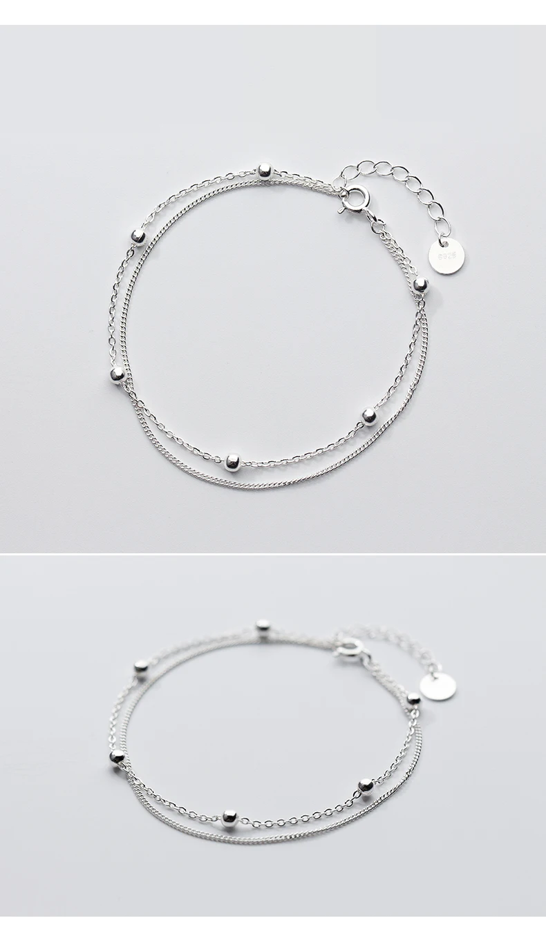 Modian Модные Простые бусины линии цепи браслеты для женщин стерлингового серебра 925 Классический Шарм браслет S925 серебряные ювелирные изделия