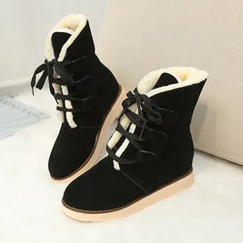 

Classic Women Winter Boots Suede Ankle Snow Boots Female Warm Fur Plush Insole High Quality Botas Mujer Lace-Up