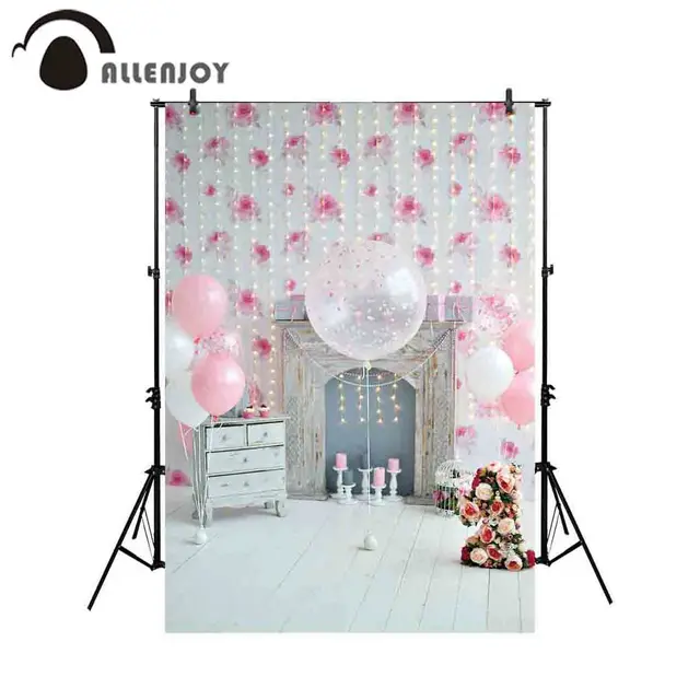 Allenjoy Photography Backdrop Cake Smash Balloon Pink Girl 1st