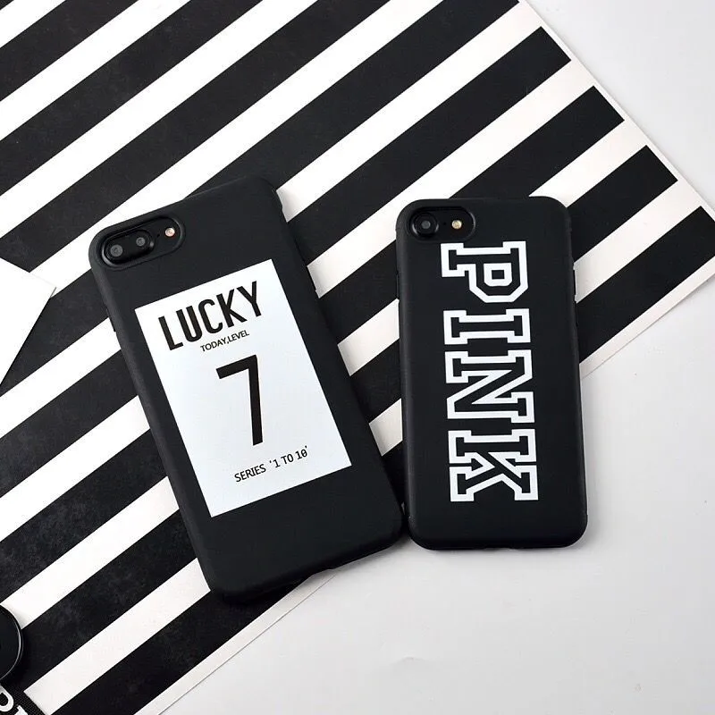 Милый розовый чехол с надписью Lucky Number 7 для iPhone 8 6 6s Plus Ультратонкий Мягкий из ТПУ
