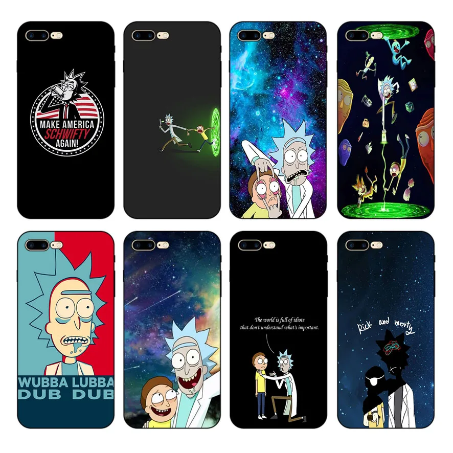 

HOUSTMUST Rick and Morty case Black Soft Phone Case Cover For iPhone 7 7plus 8 8plus X XS XR max 5 5s 6 6S 6plus silicone case