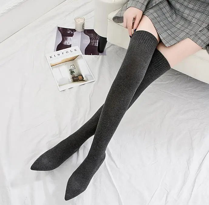 COVOYYAR/; эластичные женские сапоги-носки; облегающие эластичные вязаные высокие сапоги до бедра; черные женские туфли с острым носком на плоской подошве; WBS1017