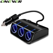 Onever двумя портами USB и три прикуривателя зарядное устройство 12 В прикуривателя автомобиля три розетки автомобильное зарядное устройство с переключатель зажигалка разветвитель прикуриватель разветвитель адаптер