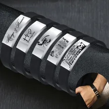 Wide Personalize Bracelet for Men Soft Silicone Band with Stainless Steel ID Tag Custom Family Friends BFF Custom Unique Gifts 2 item image